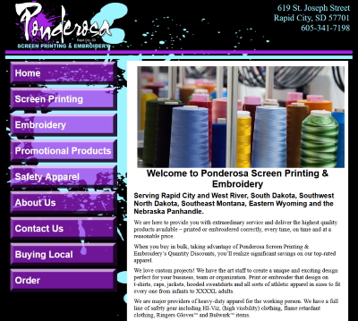 Ponderosa Screen Printing & Embroidery website